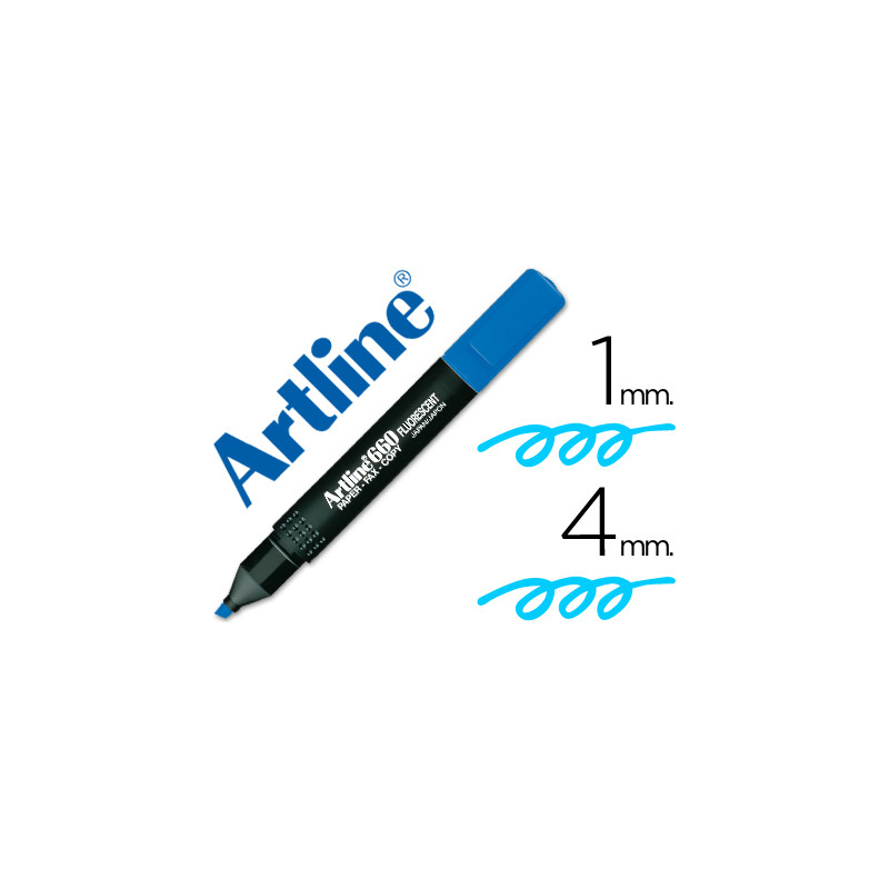 Rotulador artline fluorescente ek-660 azul punta biselada