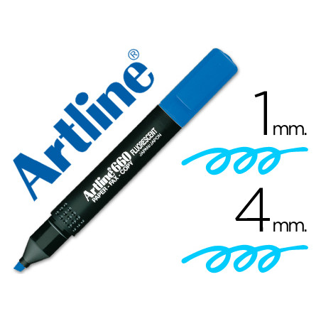 Rotulador artline fluorescente ek-660 azul punta biselada