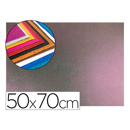 Goma eva con purpurina liderpapel 50x70cm 60g/m2 espesor 2 mm bicolor rosa verde