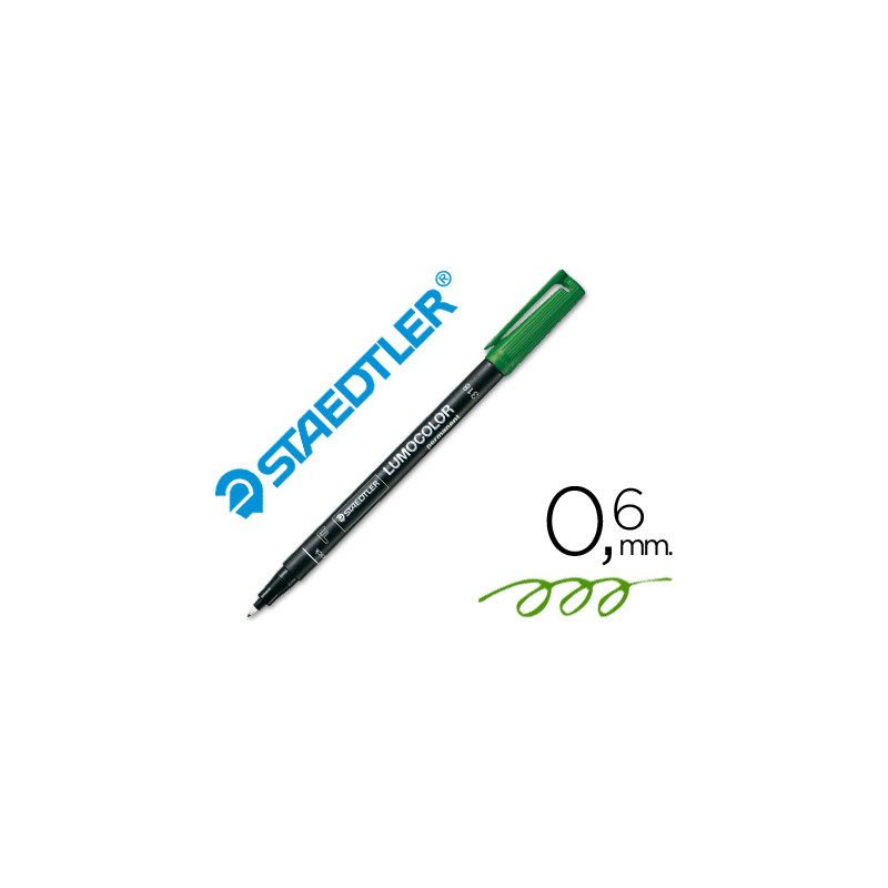 Rotulador staedtler lumocolor retroproyeccion punta de fibrapermanente 318-5 verde punta fina redonda 0.6 mm