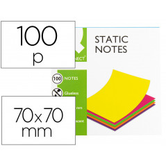 Bloc de notas magneticas quita y pon q-connect 70x70 mm 100 hojas 5 colores fluorescentes