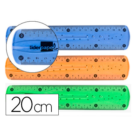 Regla liderpapel plastico flexible 20 cm colores surtidos