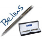 Boligrafo belius basilea cromado mate punta 1 mm tinta azul mecanismo helicoidal en estuche