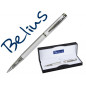 Boligrafo de gel belius ostende gris punta 0,5 mm tinta azul en estuche