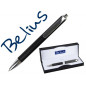 Boligrafo belius charleroi negro punta 0,5 mm tinta gel azul en estuche