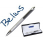 Boligrafo belius charleroi gris mate punta 0,5 mm tinta gel azul en estuche