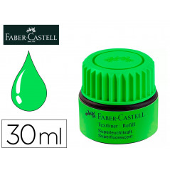 Tinta rotulador faber castell textliner fluorescente 1549 con sistema capilar color verde frasco de 30 ml