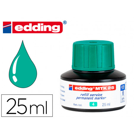Tinta rotulador edding mtk25 con sistema capilar color verde bote 25 ml