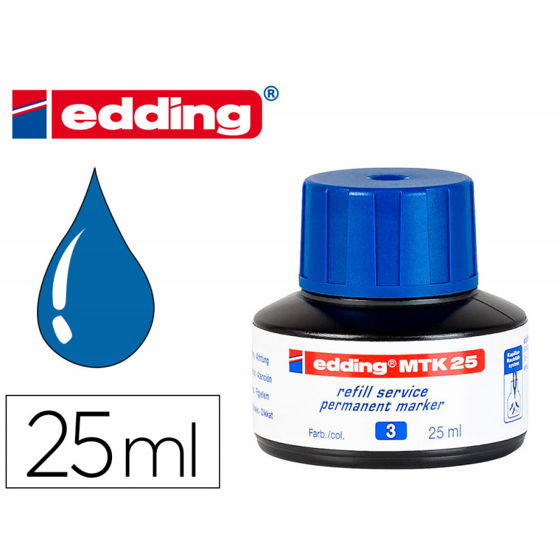Tinta rotulador edding mtk25 con sistema capilar color azul bote 25 ml