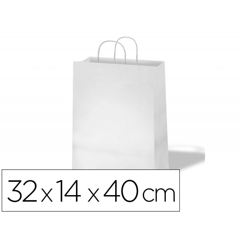 Bolsa kraft basika celulosa blanco 90 asa retorcida tamaño "l " 320x140x400 mm