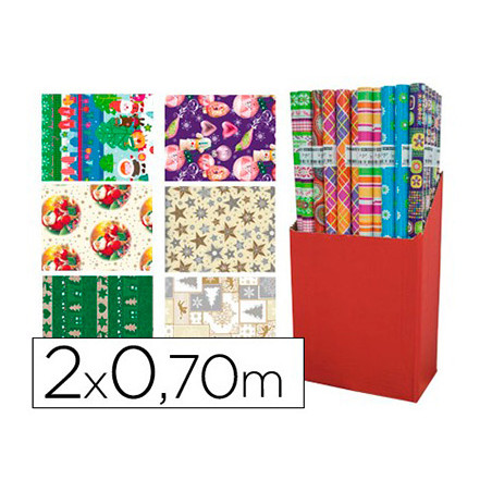 Papel de regalo navidad rollo 2 x 0,70 mt 60 gr modelos surtidos