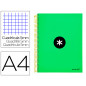 Cuaderno espiral liderpapel a4 micro antartik tapa forrada 120h 100 gr cuadro5mm 5 bandas 4 taladros color verde