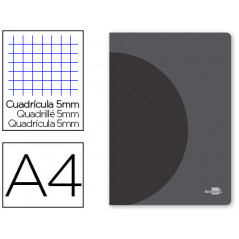 Libreta liderpapel 360 tapa de plastico a4 48 hojas 90g/m2 5mm con doble margen tapa negra