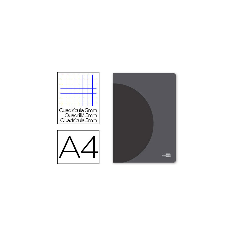 Libreta liderpapel 360 tapa de plastico a4 48 hojas 90gr 5mm con doble margen tapa negra