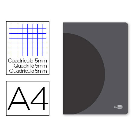 Libreta liderpapel 360 tapa de plastico a4 48 hojas 90g/m2 5mm con doble margen tapa negra
