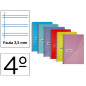 Cuaderno espiral papercop cuarto tapa plastico 80h 90 gr pauta 3,5 mm con margen colores surtidos