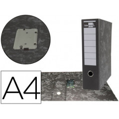 Archivador de palanca liderpapel carton forrado din a4 jaspeado negro sin caja mecanismo palanca desmontado