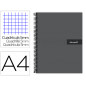 Cuaderno espiral liderpapel a4 micro crafty tapa forrada 120h 90 gr cuadro 5mm 5 bandas 4 colores color negro