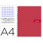 Cuaderno espiral liderpapel a4 micro crafty tapa forrada 120h 90 gr cuadro 5mm 5 bandas 4 colores color rojo