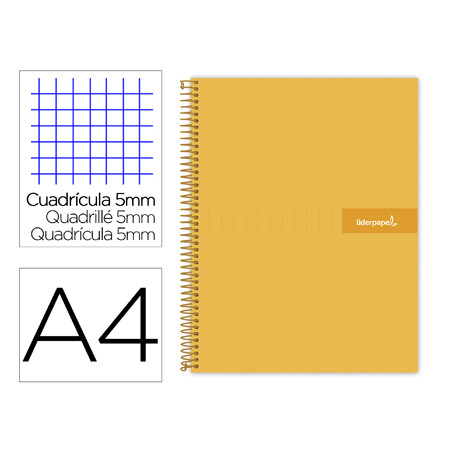 Cuaderno espiral liderpapel a4 micro crafty tapa forrada 120h 90 gr cuadro 5 mm 5 bandas 4 colores color naranja