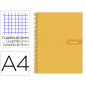 Cuaderno espiral liderpapel a4 micro crafty tapa forrada 120h 90 gr cuadro 5mm 5 bandas 4 colores color naranja