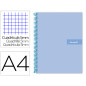 Cuaderno espiral liderpapel a4 micro crafty tapa forrada 120h 90 gr cuadro 5mm 5 bandas 4 colores celeste