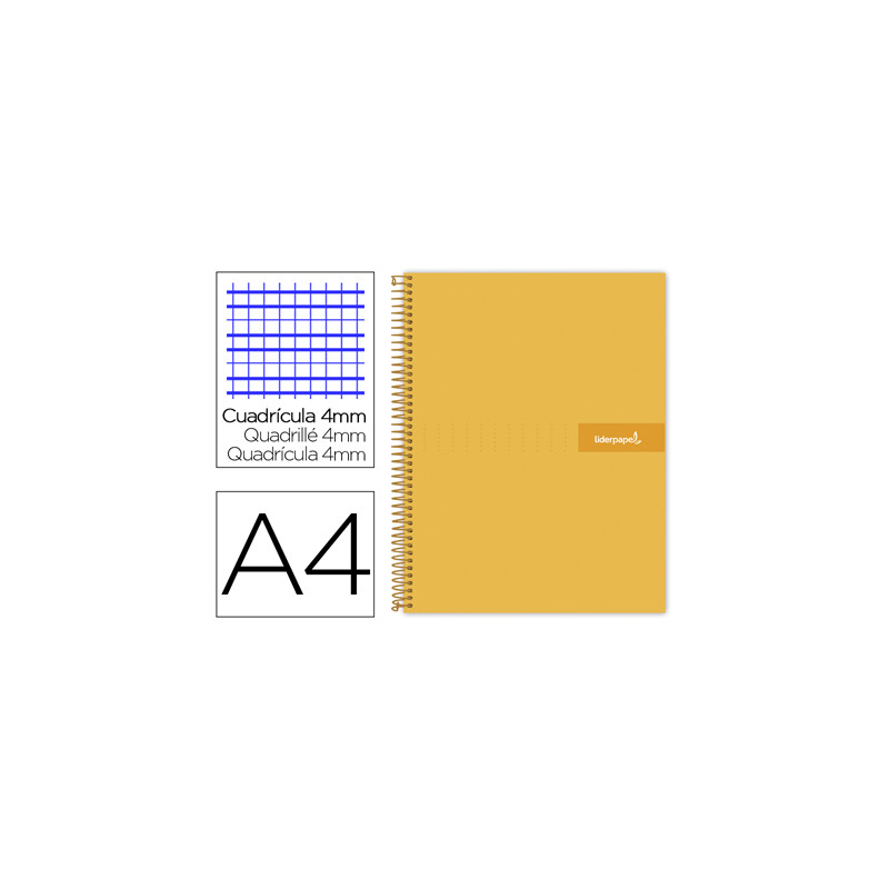 Cuaderno espiral liderpapel a4 crafty tapa forrada 80h 90 gr cuadro 4mm con margen color naranja