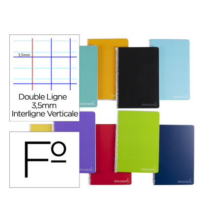 Cuaderno espiral liderpapel folio witty tapa dura 80h 75gr rayado montessori 3,5mm colores surtidos