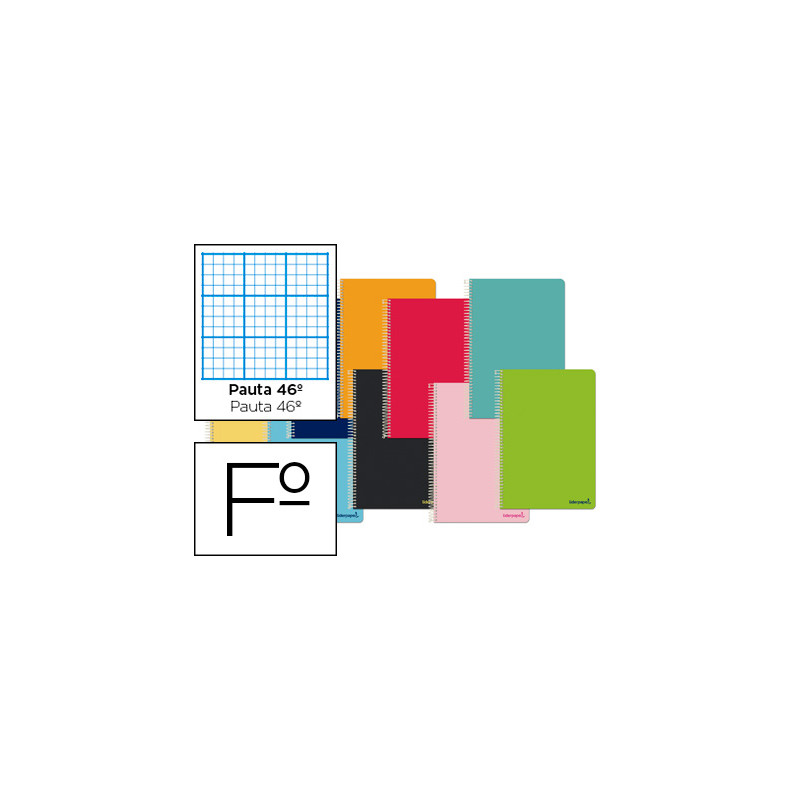 Cuaderno espiral liderpapel folio witty tapa dura 80h 75gr rayado nº46 colores surtidos