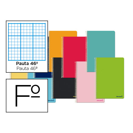 Cuaderno espiral liderpapel folio witty tapa dura 80h 75gr rayado n 46 colores surtidos