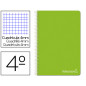 Cuaderno espiral liderpapel cuarto witty tapa dura 80h 75gr cuadro 4mm con margen color verde