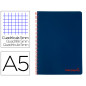 Cuaderno espiral liderpapel a5 micro wonder tapa plastico 120h 90gr cuadro 5mm 5 bandas 6 taladros color azul marino