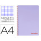 Cuaderno espiral liderpapel a4 wonder tapa plastico 80h 90gr cuadro 4mm con margen color violeta
