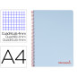 Cuaderno espiral liderpapel a4 wonder tapa plastico 80h 90gr cuadro 4mm con margen color azul