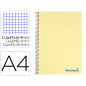 Cuaderno espiral liderpapel a4 wonder tapa plastico 80h 90gr cuadro 4mm con margen color amarillo