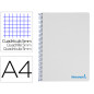 Cuaderno espiral liderpapel a4 micro wonder tapa plastico 120h 90 gr cuadro 5mm 5 bandas 4 taladros color gris