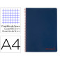 Cuaderno espiral liderpapel a4 micro wonder tapa plastico 120h 90 gr cuadro 5mm 5 banda 4 taladros color azul marino