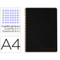 Cuaderno espiral liderpapel a4 micro wonder tapa plastico 120h 90 gr cuadro 5mm 5 bandas 4 taladros color negro