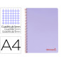 Cuaderno espiral liderpapel a4 micro wonder tapa plastico 120h 90 gr cuadro 5mm 5 banda 4 taladros color lila