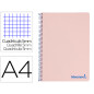 Cuaderno espiral liderpapel a4 micro wonder tapa plastico 120h 90 gr cuadro 5mm 5 bandas 4 taladros color rosa