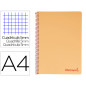 Cuaderno espiral liderpapel a4 micro wonder tapa plastico 120h 90 gr cuadro 5mm 5 banda 4 taladros color naranja