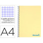 Cuaderno espiral liderpapel a4 micro wonder tapa plastico 120h 90 gr cuadro 5mm 5 banda 4 taladros color amarillo