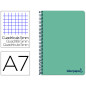 Cuaderno espiral liderpapel a7 micro wonder tapa plastico 100h 90 gr cuadro 5mm 4 bandascolor verde pastel turquesa