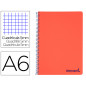 Cuaderno espiral liderpapel a6 micro wonder tapa plastico 120h 90 gr cuadro 5mm 4 bandas color rojo