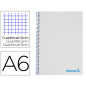 Cuaderno espiral liderpapel a6 micro wonder tapa plastico 120h 90 gr cuadro 5mm 4 bandas color gris