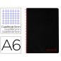 Cuaderno espiral liderpapel a6 micro wonder tapa plastico 120h 90 gr cuadro 5mm 4 bandas color negro