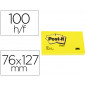 Bloc de notas adhesivas quita y pon post-it 76x127 mm con 100 hojas 655