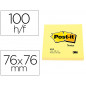 Bloc de notas adhesivas quita y pon post-it 76x76 mm con 100 hojas