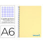 Cuaderno espiral liderpapel a6 micro wonder tapa plastico 120h 90 gr cuadro 5mm 4 bandas color amarillo