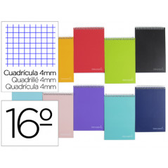 Cuaderno espiral liderpapel bolsillo dieciseiavo apaisado witty tapa dura dura 80h 60 grcuadro 4 mm colores stdos.